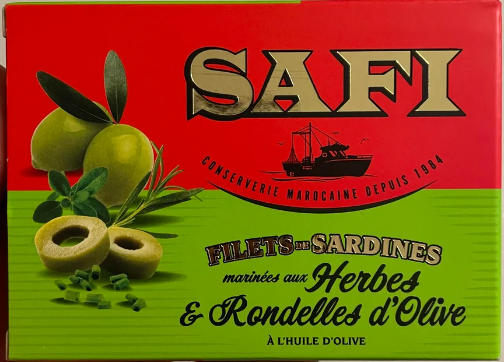 Safi Premium Sardine fillets with Herbs and Olives 105g