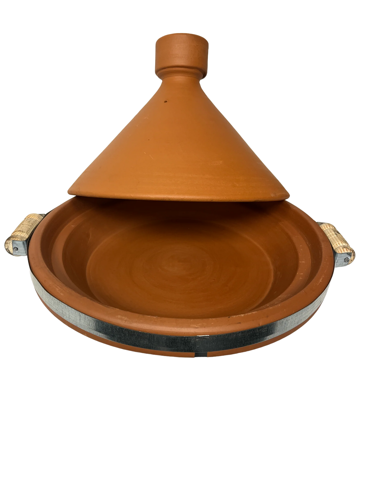 Tagine Pot Nature with Metal Belt & wood hand 30cm