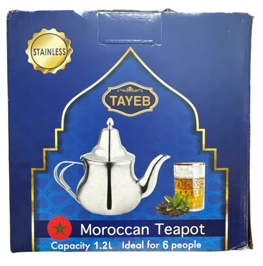 Théière marocaine en acier inoxydable 1,2 L