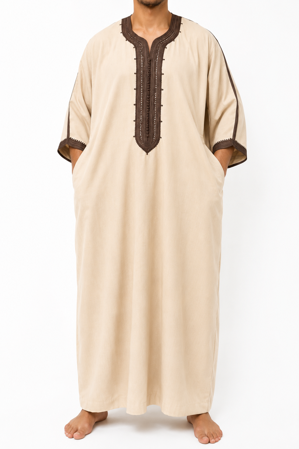 Traditional Moroccan Men's Deraa – Cream beige