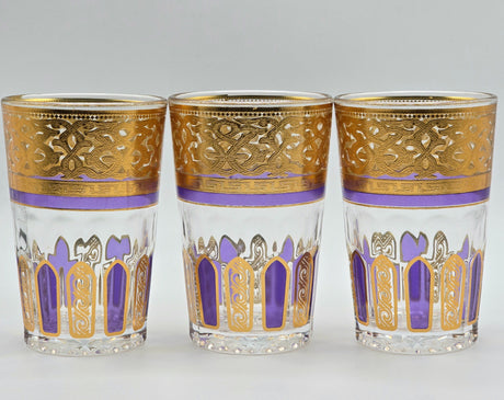 Mazyana Purple Luxurious Traditional Tea Glasses - Set of 12