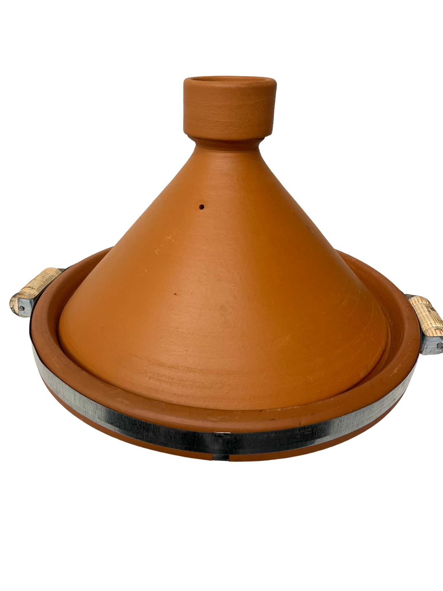 Tagine Pot Nature with Metal Belt & wood hand 30cm