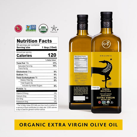 Terra Delyssa Cold Pressed Organic Extra Virgin Olive Oil, 1L