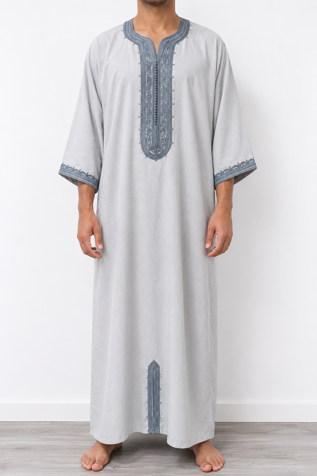 Traditional Moroccan Men's Deraa – Light Grey
