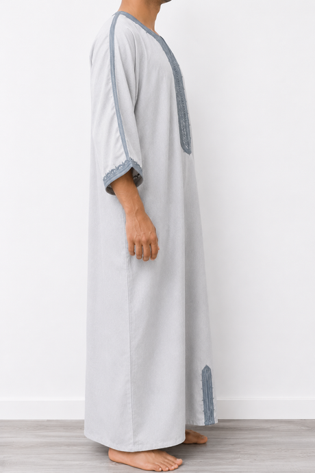 Traditional Moroccan Men's Deraa – Light Grey